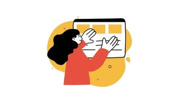 un mujer es participación arriba un tableta con su manos video