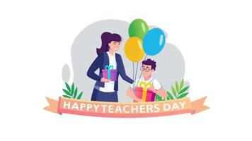 happy teachers day illustration video