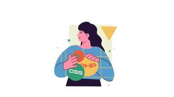 a woman holding a bag of cookies with the words html and css video