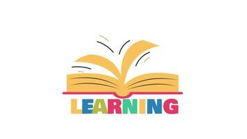 learning logo with an open book video