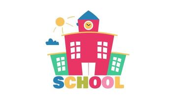 school logo with colorful building and sun video