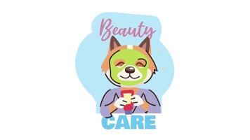 beauty care logo with a dog wearing a mask video