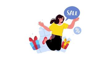 a woman jumping with a sale sign video