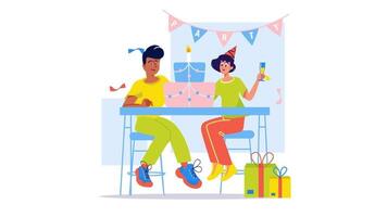 contento coppia festeggiare un' compleanno festa video