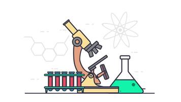 een laboratorium met een microscoop en een fles video