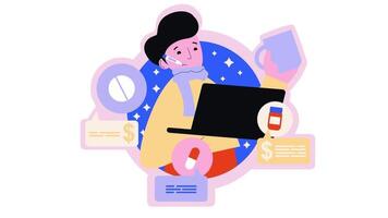 en kvinna är innehav en bärbar dator och en läsplatta video
