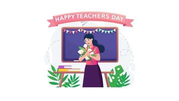 teacher giving flowers to a student video