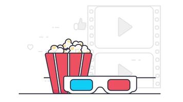 a movie theater with popcorn and 3d glasses video