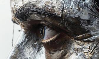 sucio ojos de Jesús oculto mesnando de Orando para tristeza. Arte pintura foto