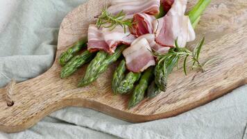 Asparagus and bacon ready for cooking video