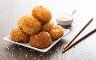 Sesame ball, traditional asian dessert photo