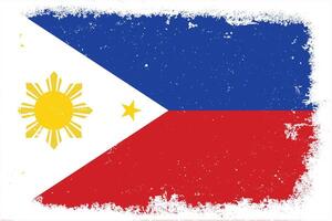 Vintage flat design grunge philippine flag background vector