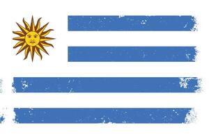 Vintage flat design grunge Uruguay flag background vector