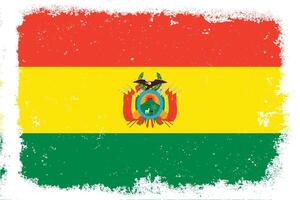 Vintage flat design grunge Bolivia flag background vector