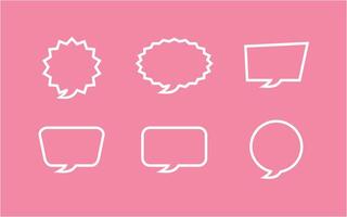 Line art speech bubble collection of different shape design template vector