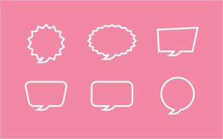 Line art speech bubble collection of different shape design template vector