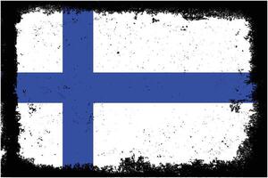 Vintage flat design grunge finland flag background vector