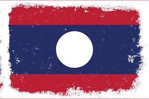 Vintage flat design grunge Laos flag background vector