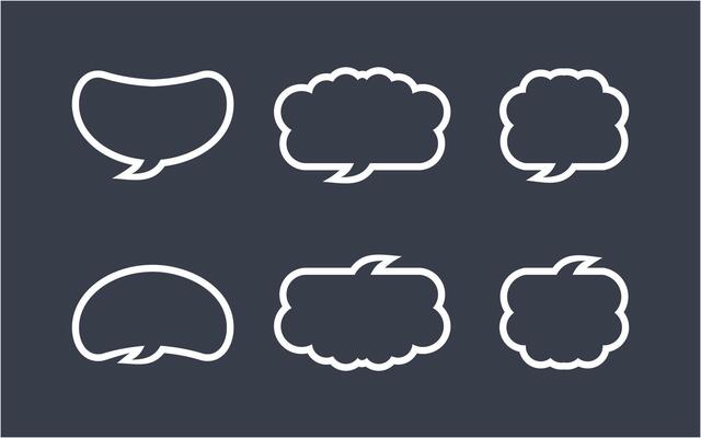 Line art speech bubble set of different shape design