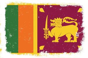 Vintage flat design grunge Sri Lanka flag background vector
