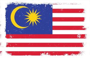 Vintage flat design grunge malaysia flag background vector