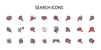 search icon set..Editable stroke.linear style sign for use web design,logo.Symbol illustration. vector