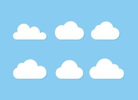 Cloud sticker clipart set, flat design vector