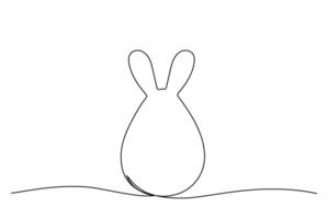 Easter egg with bunny ears one continuous line illustration isolated on transparent background. Funny holiday symbol. Minimal editable silhouette vector