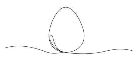 Easter egg one continuous line illustration isolated on transparent background. Religion traditional symbol. Minimal holiday editable element vector