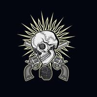 Signo gótico con calavera, camisetas de diseño vintage grunge vector