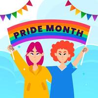 Flat Illustration for Happy Pride Month with LGBT Flag vector