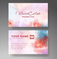 Beautiful business card template with watercolor vector