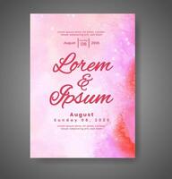 Wedding invitation with abstract watercolor background vector