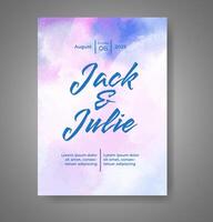 Wedding invitation with abstract watercolor background vector