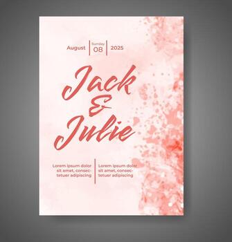 Wedding invitation with abstract watercolor background vector