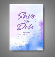 Wedding invitation with abstract watercolor background vector