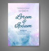 Wedding invitation with abstract watercolor background vector