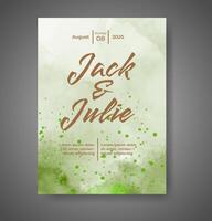 Wedding invitation with abstract watercolor background vector