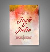 Wedding invitation with abstract watercolor background vector