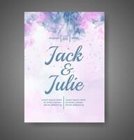 Wedding invitation with abstract watercolor background vector