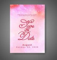 Wedding invitation with abstract watercolor background vector