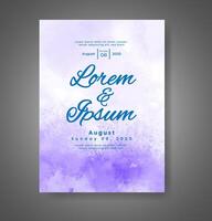 Wedding invitation with abstract watercolor background vector