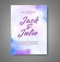 Wedding invitation with abstract watercolor background vector