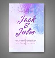 Wedding invitation with abstract watercolor background vector