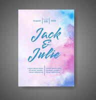 Wedding invitation with abstract watercolor background vector