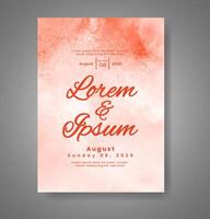 Wedding invitation with abstract watercolor background vector