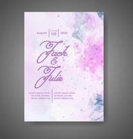 Wedding invitation with abstract watercolor background vector