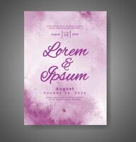 Wedding invitation with abstract watercolor background vector