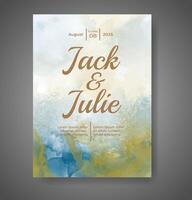 Wedding invitation with abstract watercolor background vector