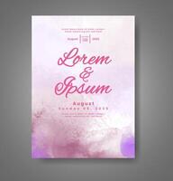 Wedding invitation with abstract watercolor background vector